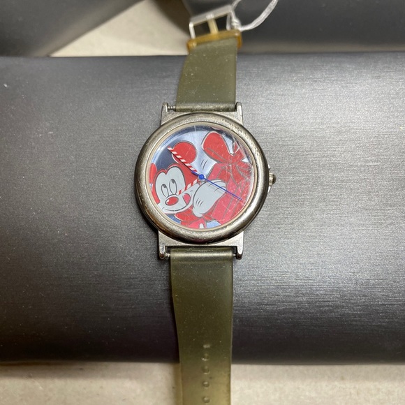 vintage mickey mouse watch Christmas Present Blue & Red Original Band japan movt - Picture 1 of 6